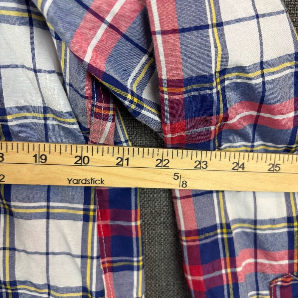 JMBONHEUR Shirt Mens XL Red Blue Plaid Long Sleeve Western Pearl Snap‎ Casual - Picture 4 of 6